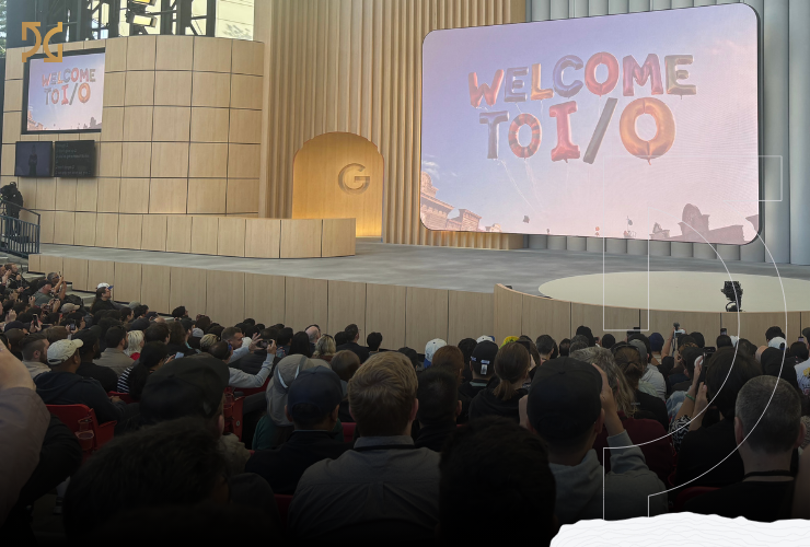Google I/O conference stage and audience image.