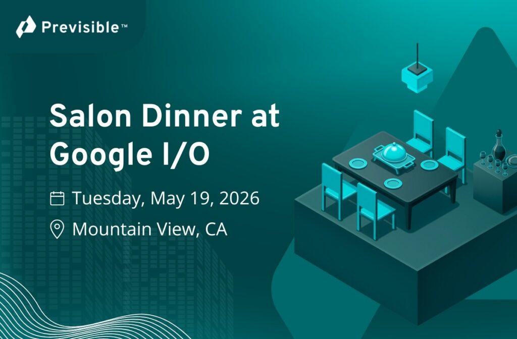 Event graphic: “Salon Dinner at Google I/O,” May 19, 2026, Mountain View, CA, with a stylized dinner table.